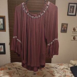 Elegant Off-Shoulder Burgundy Blouse
